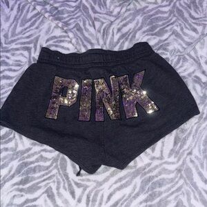 PINK Victoria's Secret Black Shorts with bling Logo size XS